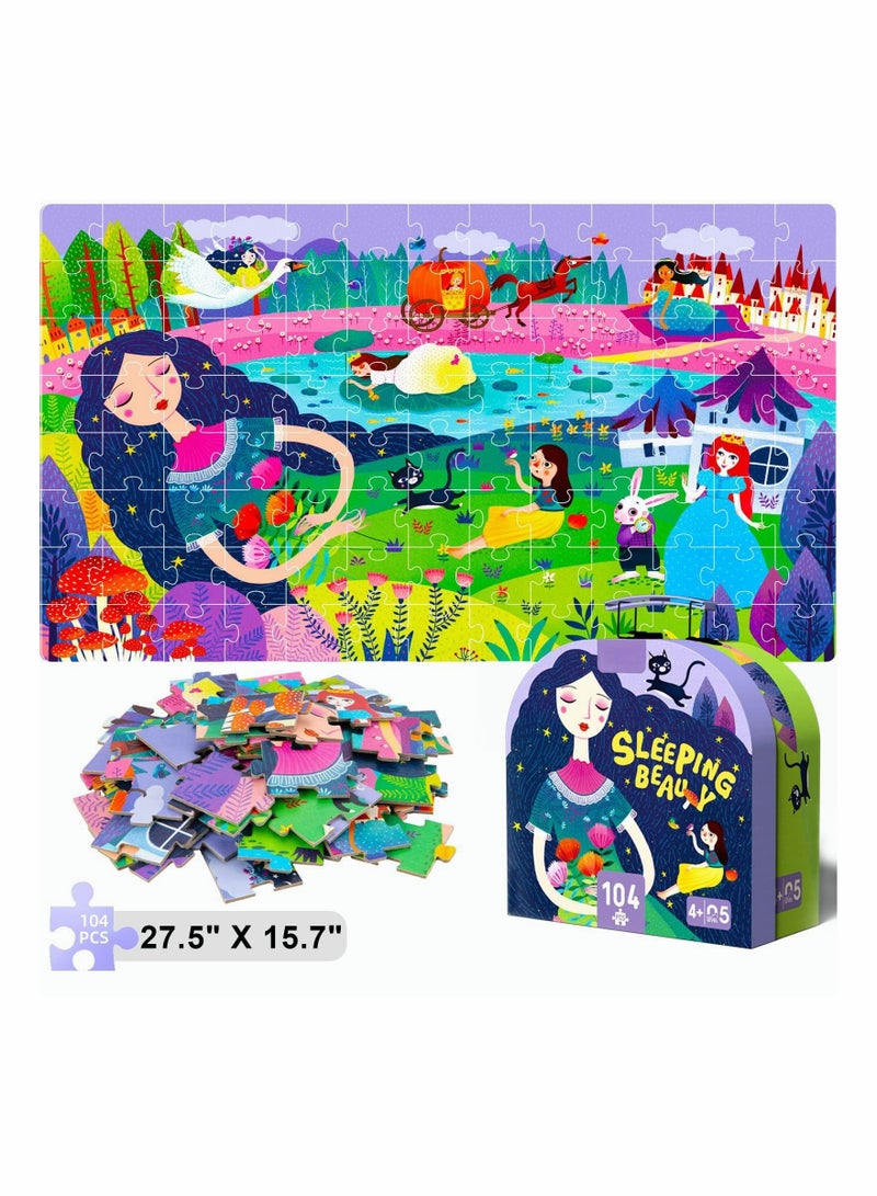 ألغاز 27.5 × 15.7 للأطفال من عمر 4-8 سنوات، ألعاب تعليمية وتعلم في مرحلة ما قبل المدرسة، ألغاز متقطعة للأطفال من عمر 6-10 سنوات، ألعاب ألغاز للأطفال مع صندوق تخزين (لغز الأميرة النائمة) - Image 1